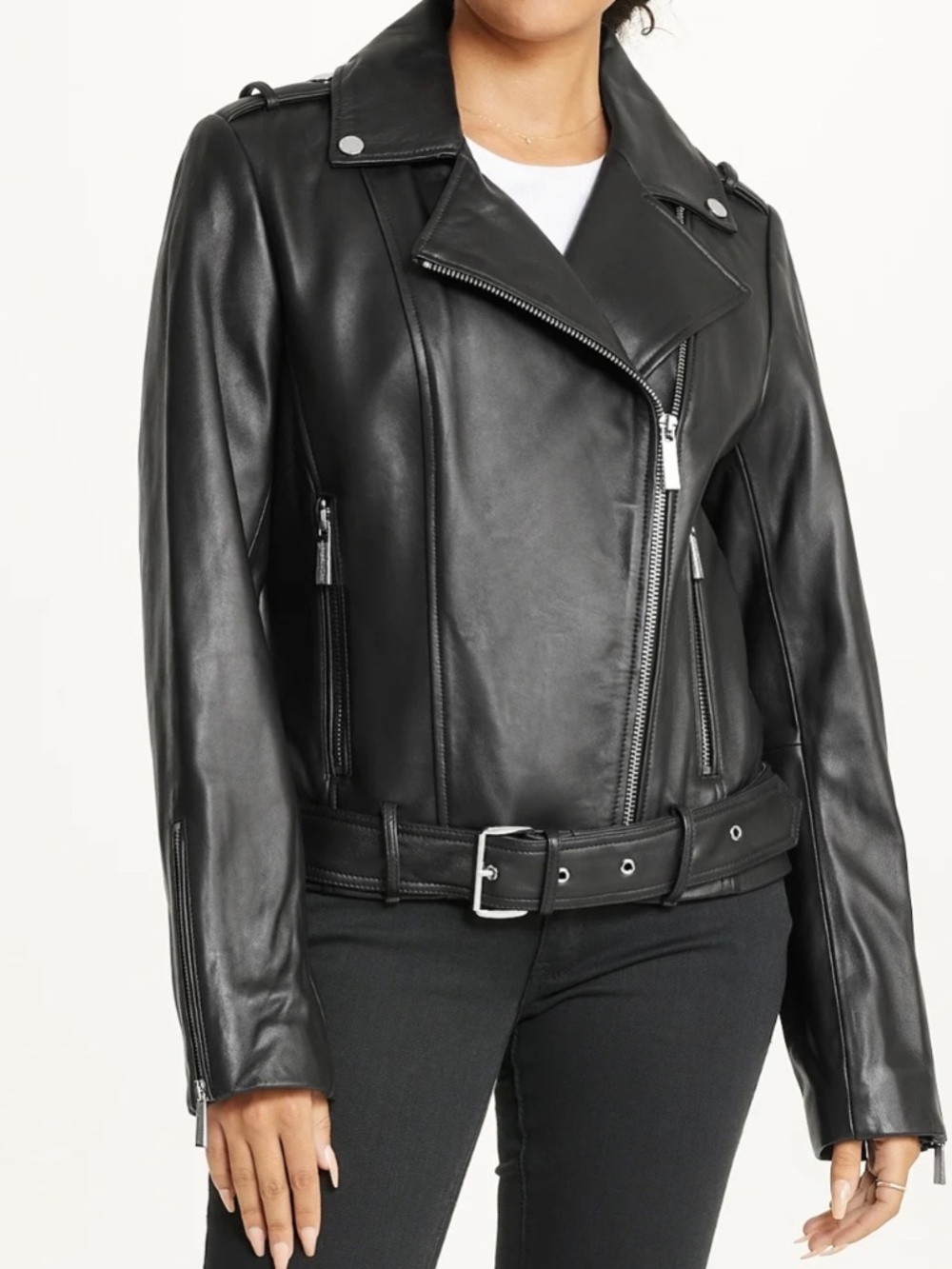 Michael Kors Women's Leather Motorcycle Jacket